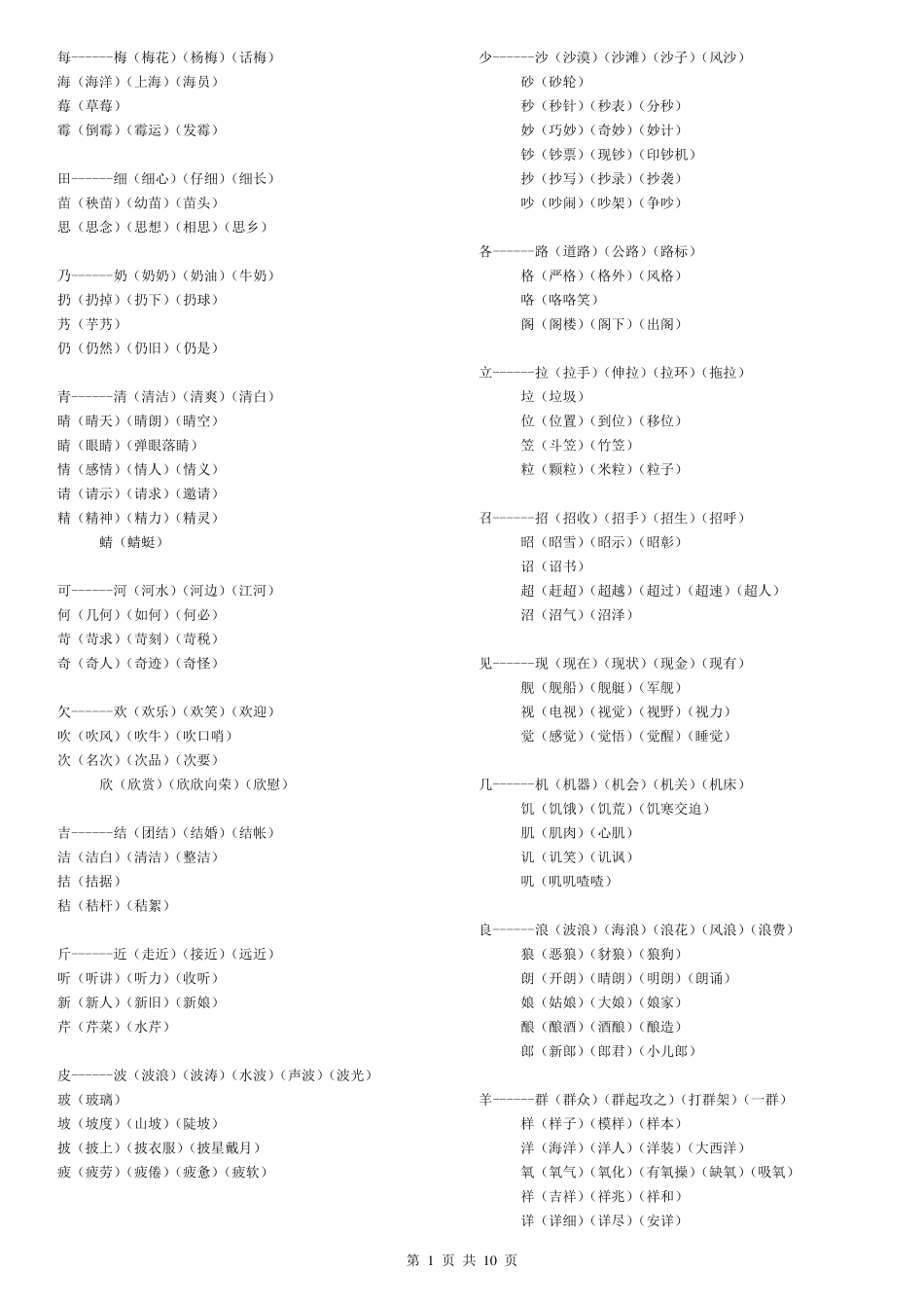 加偏旁组字在组词_第1页