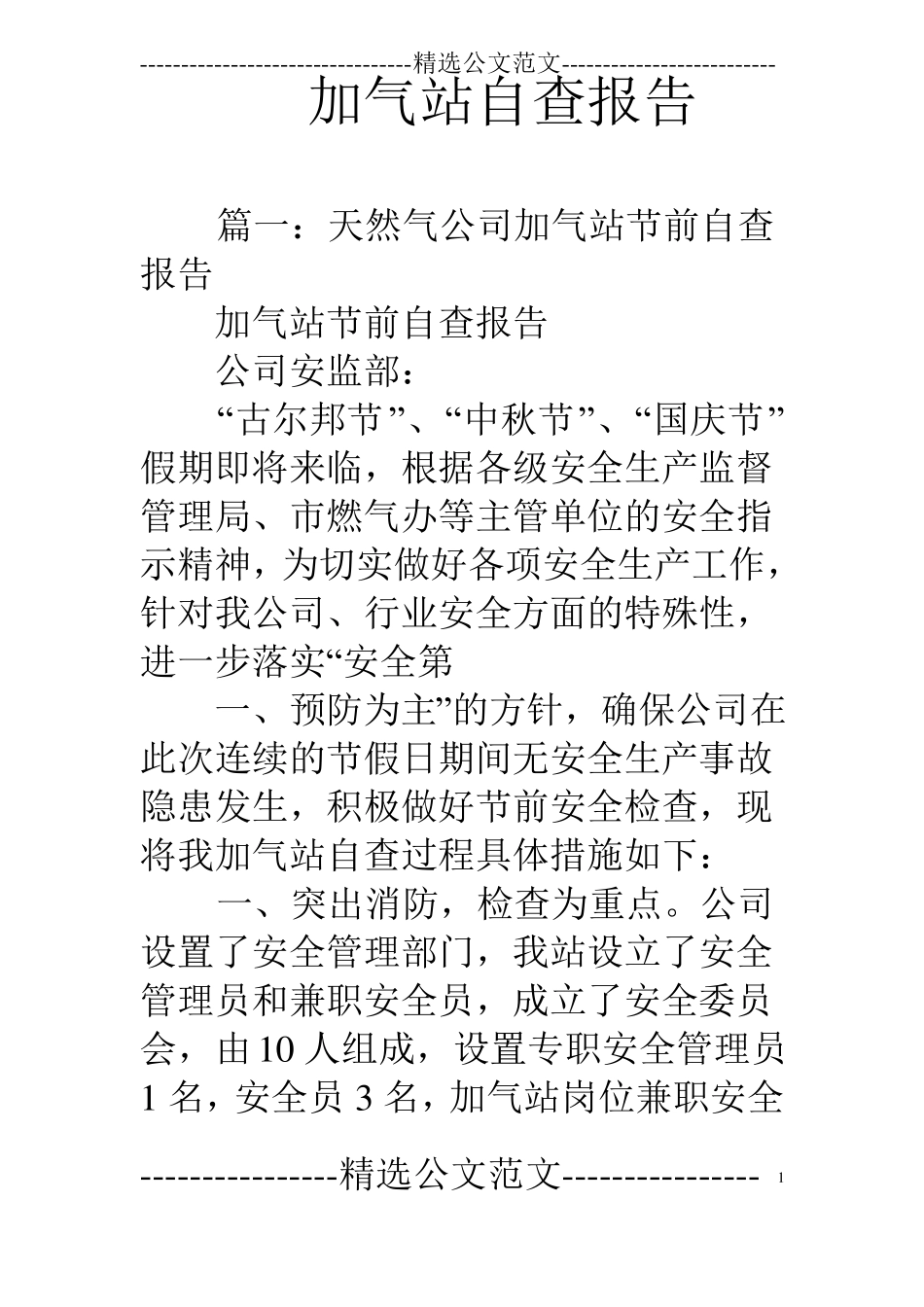 加气站自查报告_第1页