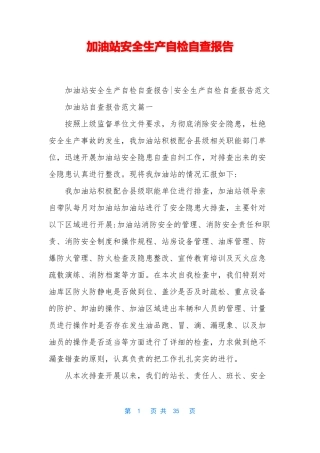 加油站安全生产自检自查报告