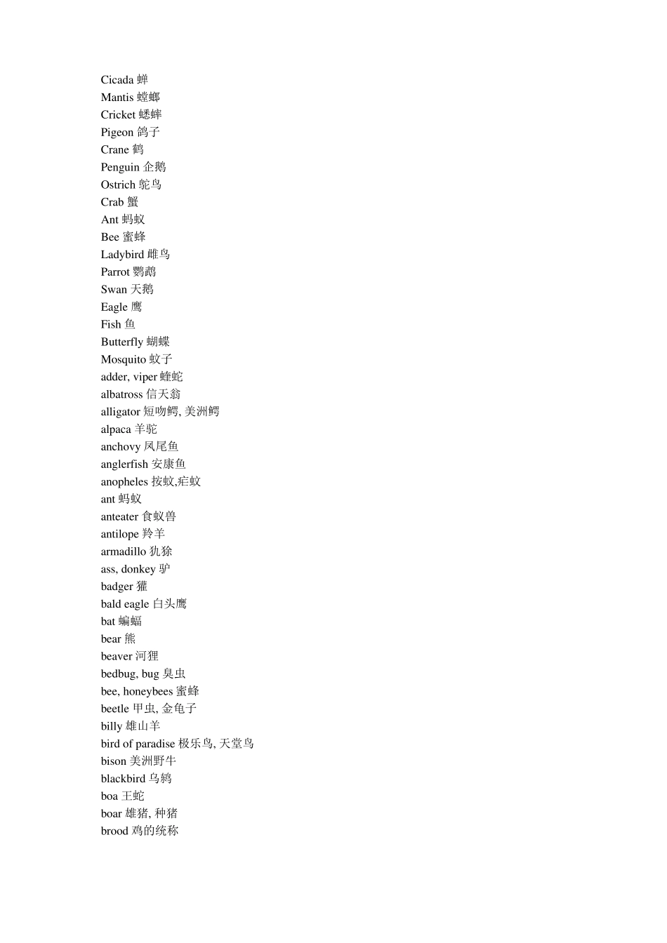动物英语词汇大全_第2页
