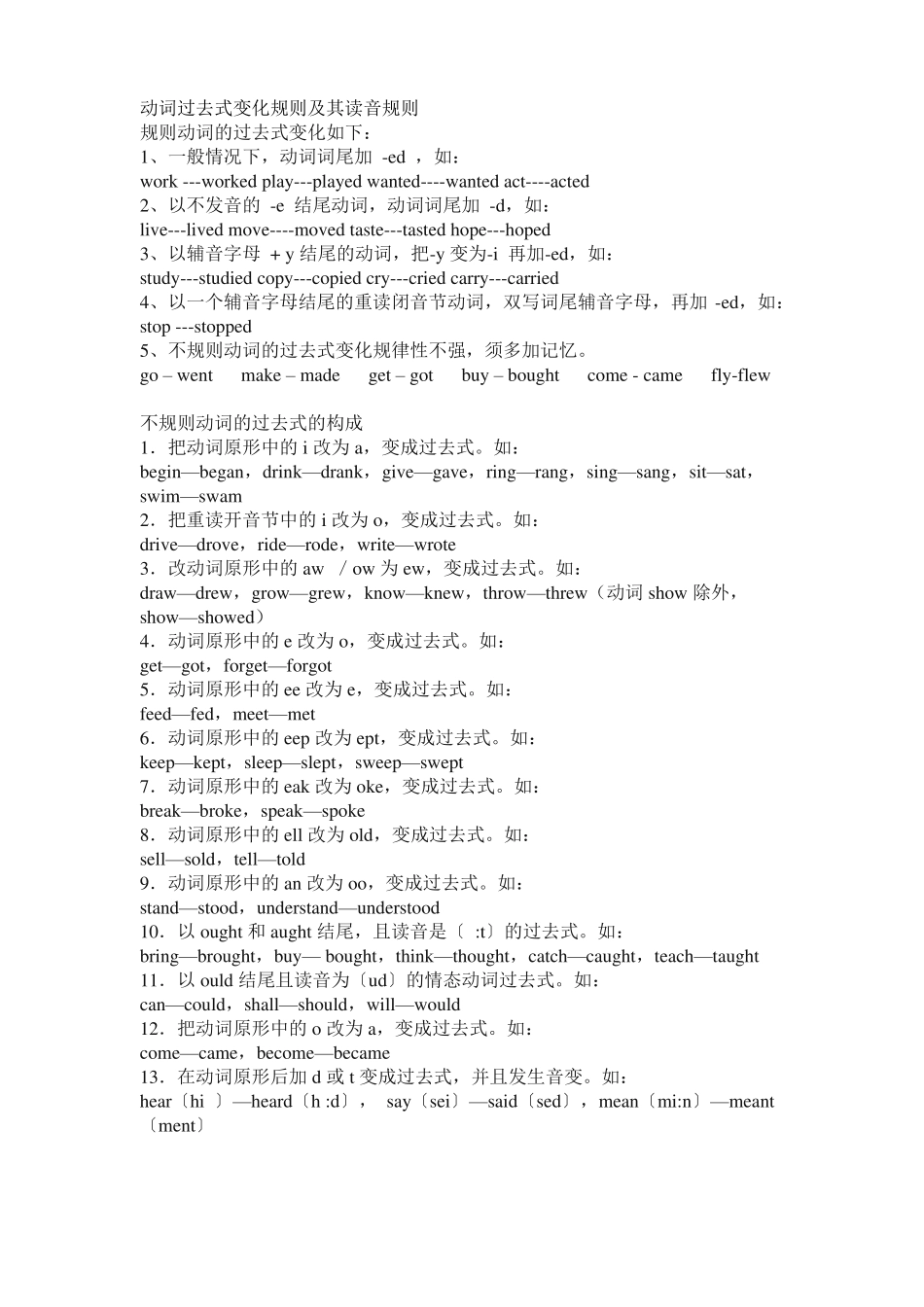 动词加ed和ing规则汇总_第1页