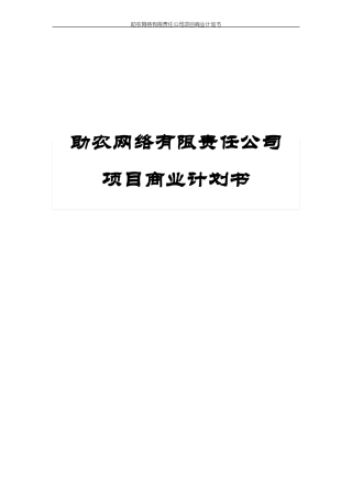 助农网络有限责任公司项目商业计划书