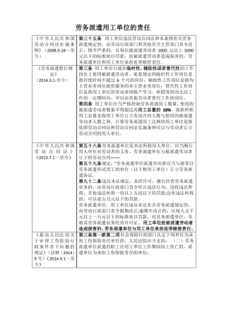 劳务派遣用工单位的责任