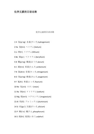 化学元素的日语名称