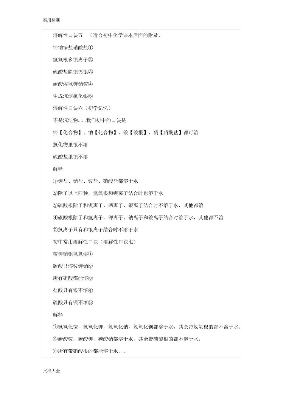 化学常见常见沉淀及溶解性口诀_第3页