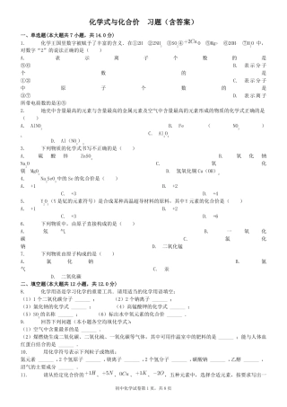 化学式与化合价--习题含答案