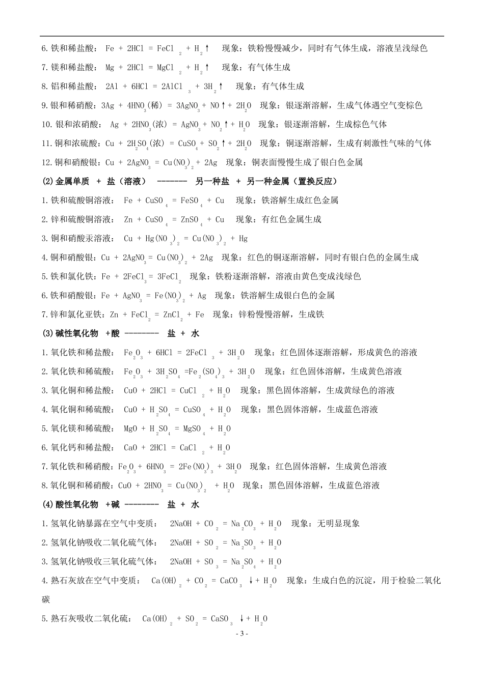 化学方程式大全及现象总结_第3页