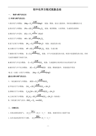 化学方程式大全及现象总结