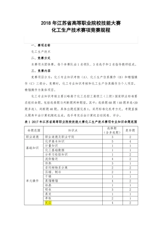 化工生产技术赛项规程高职组2018年