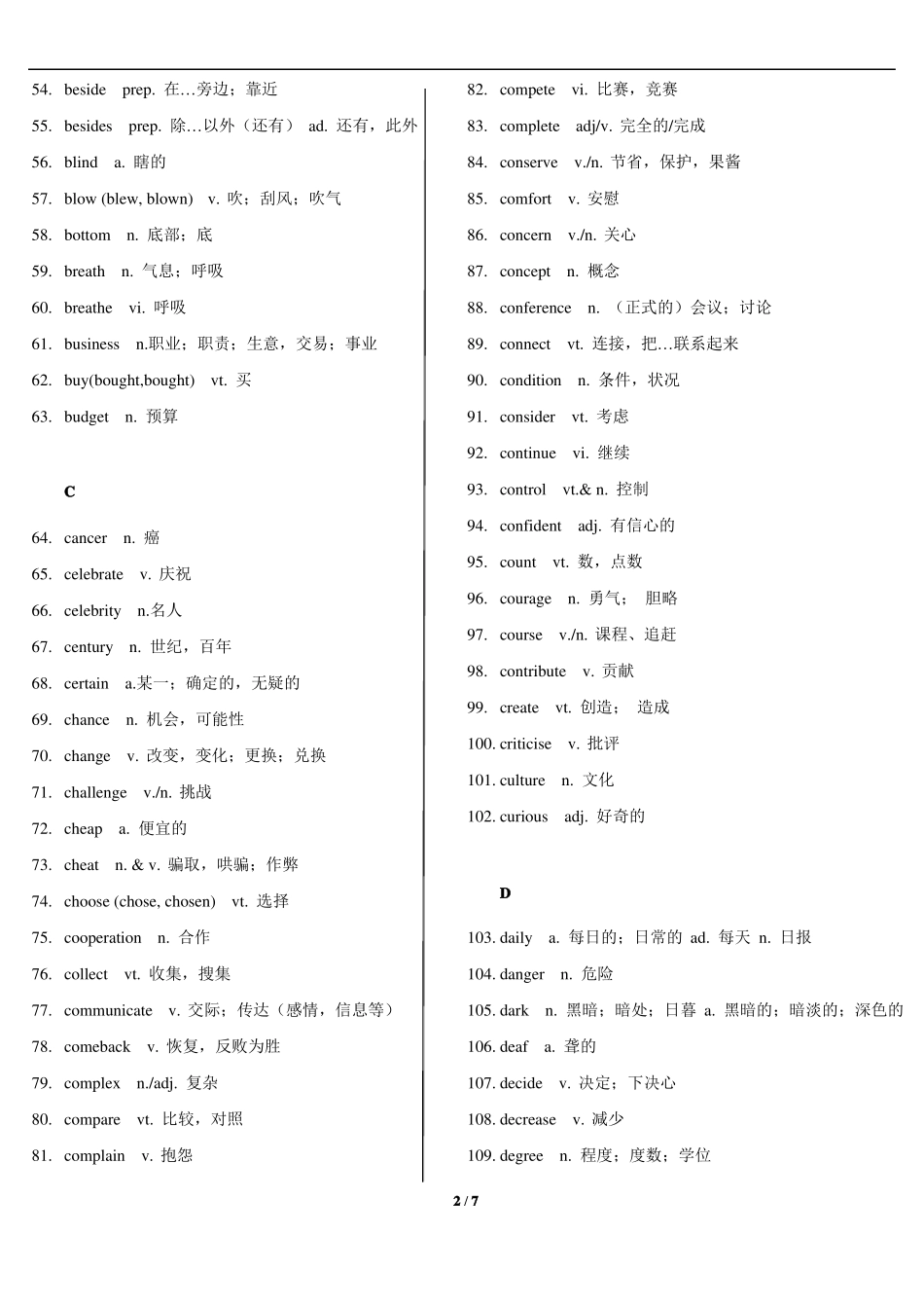 北京中考英语350高频单词_第2页