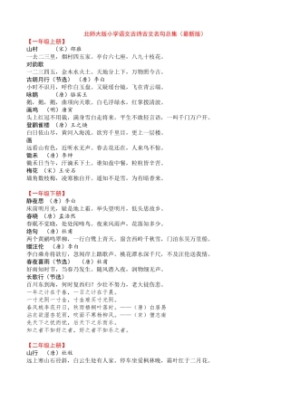 北师大版小学语文古诗古文名句总集最新版