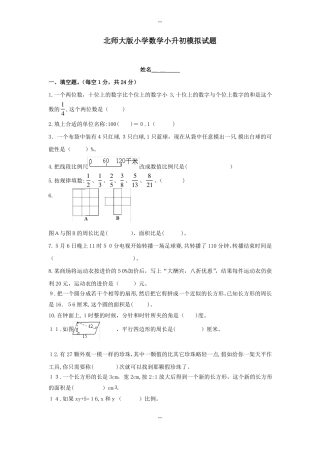 北师大版数学小升初模拟试题及答案
