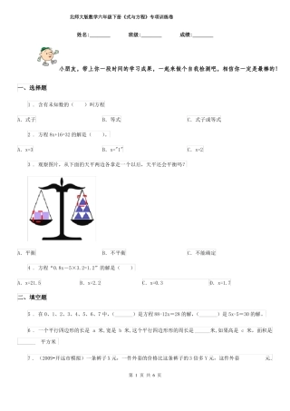 北师大版数学六年级下册式与方程专项训练卷