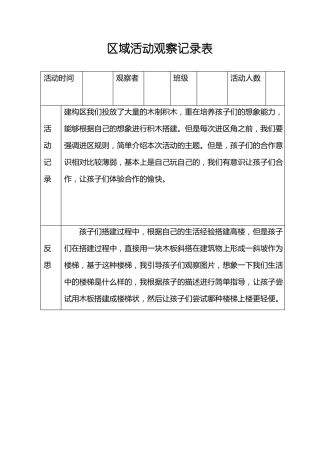 区域活动观察记录表