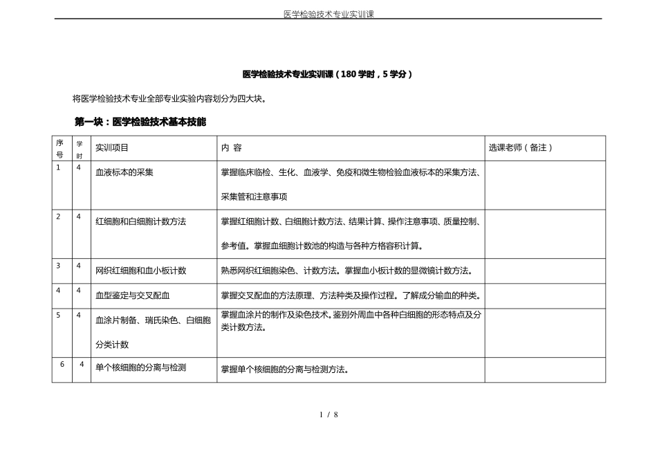 医学检验技术专业实训课_第1页