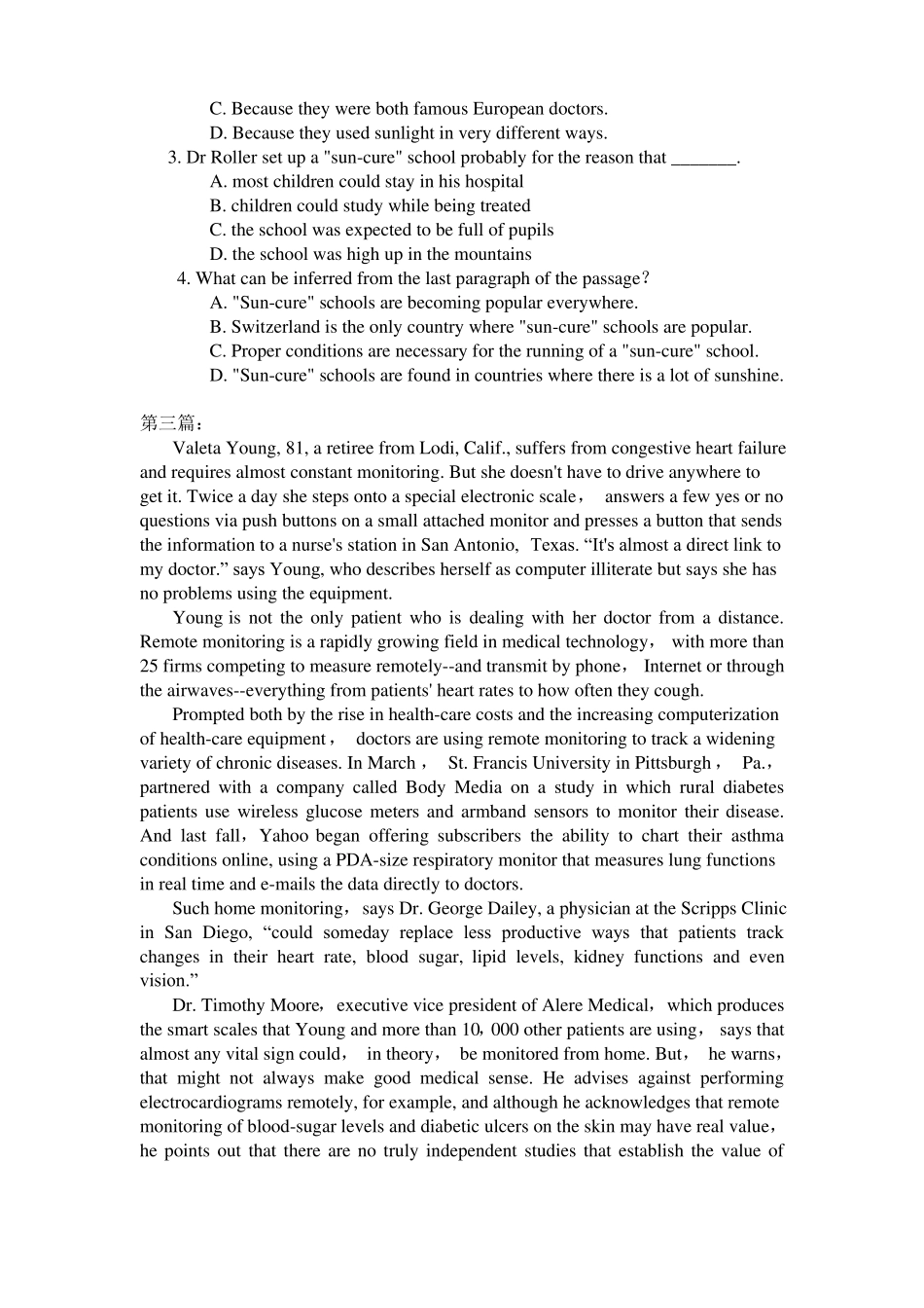 医学英语阅读理解题_第3页