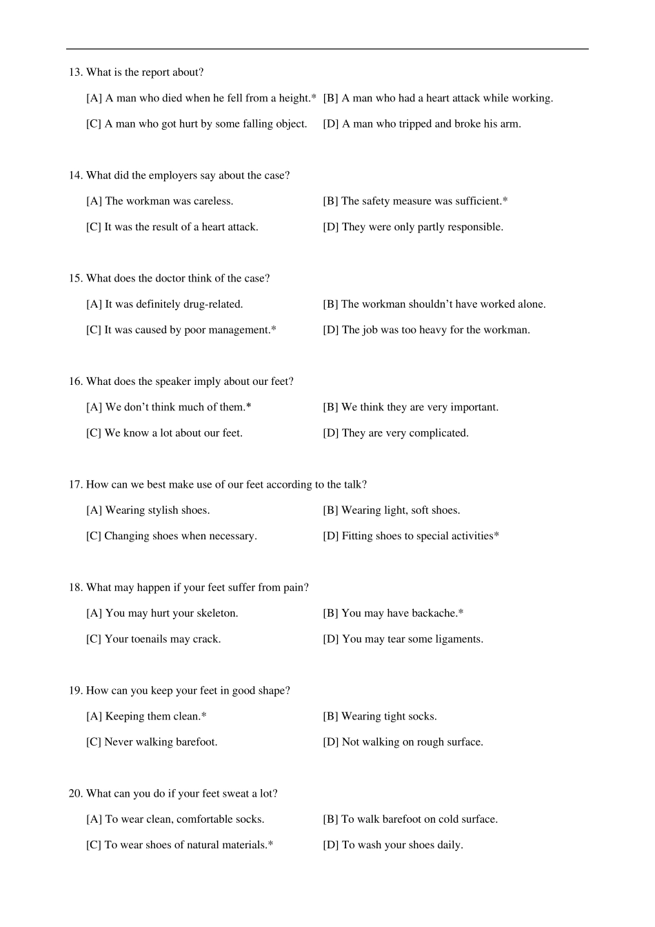 医护英语考试三级模拟题_第3页