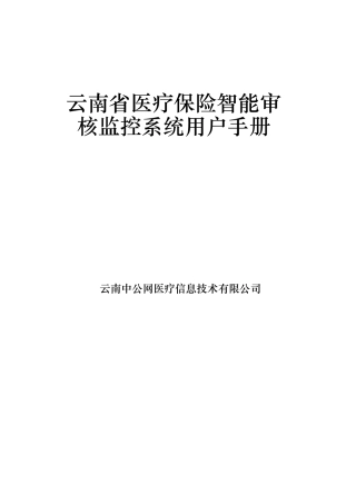医疗保险智能审核监控系统用户手册范本