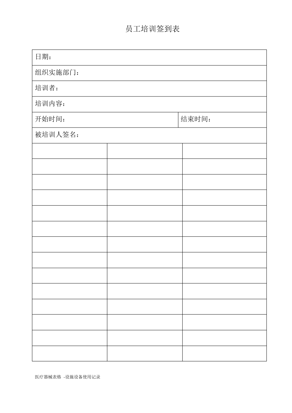 医疗器械表格-设施设备使用记录_第2页