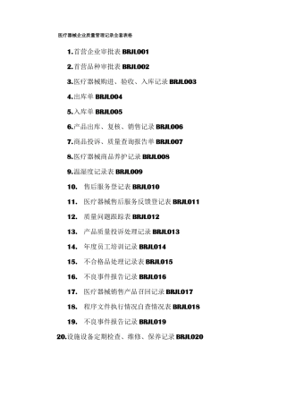医疗器械质量管理记录