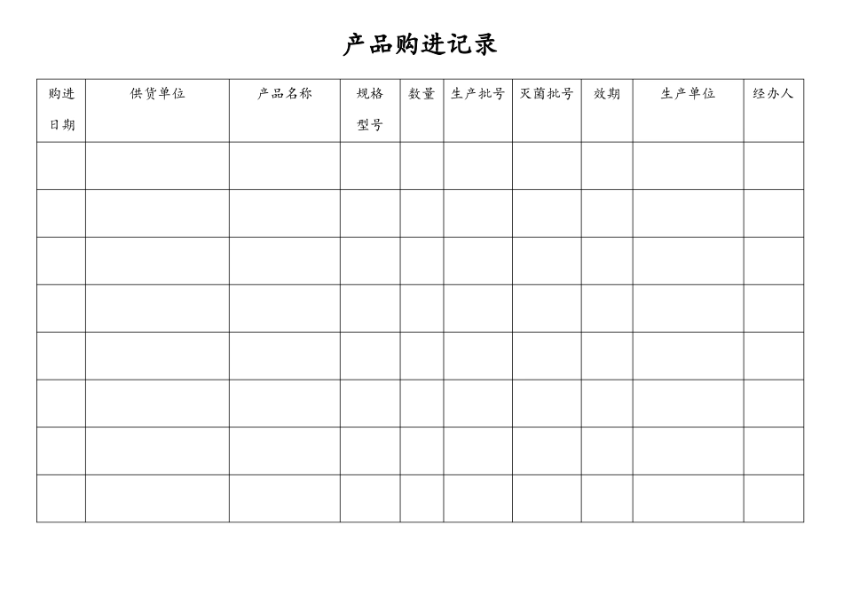 医疗器械质量管理记录表格横表_第2页