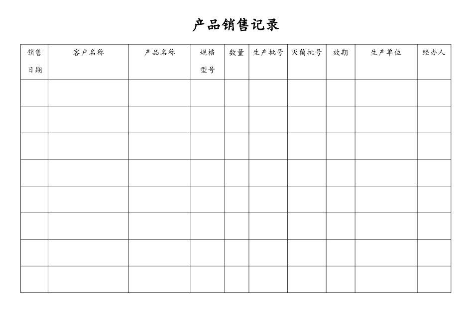 医疗器械质量管理记录表格横表_第3页