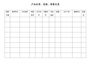 医疗器械质量管理记录表格横表