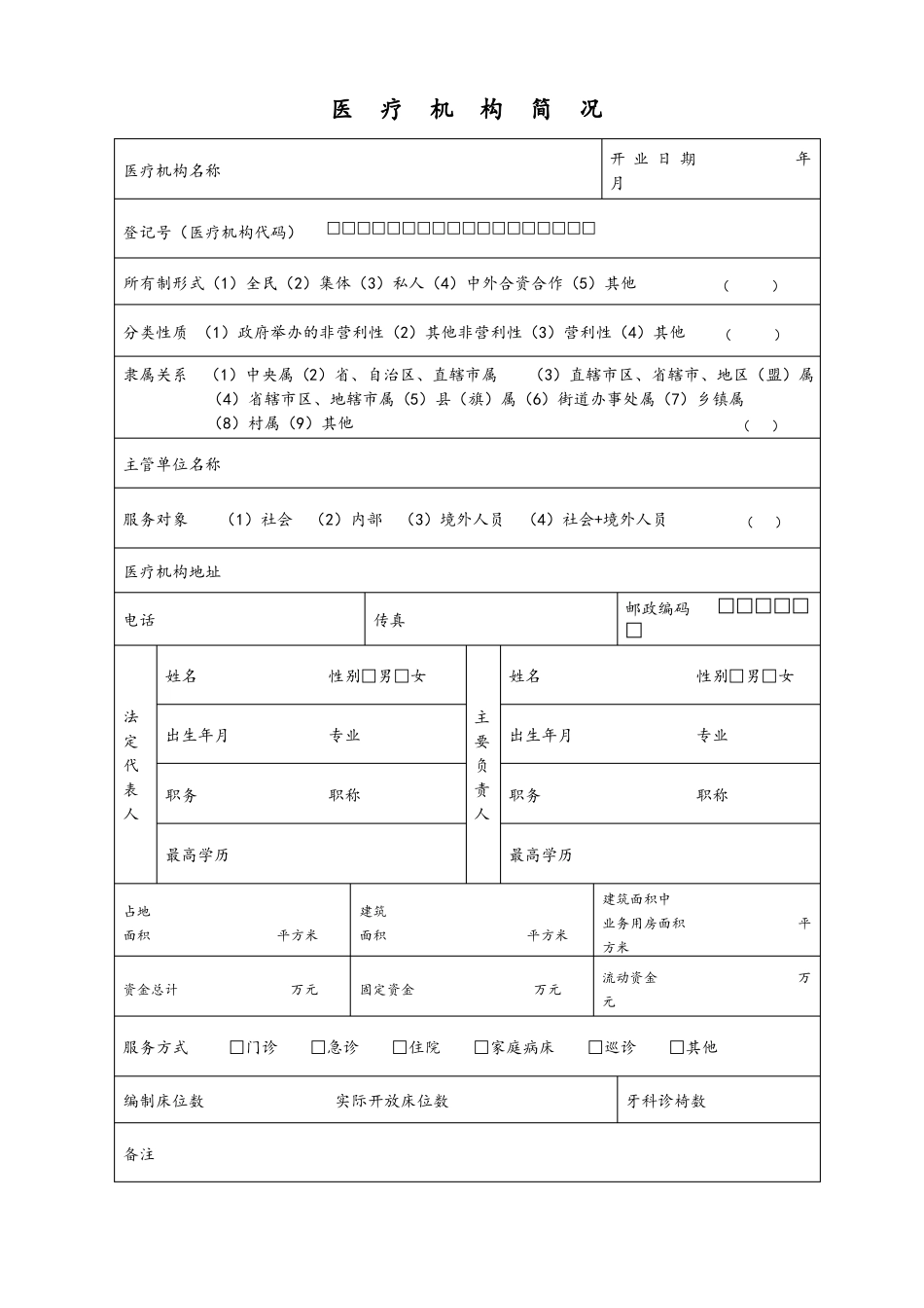 医疗机构数据统计表_第1页