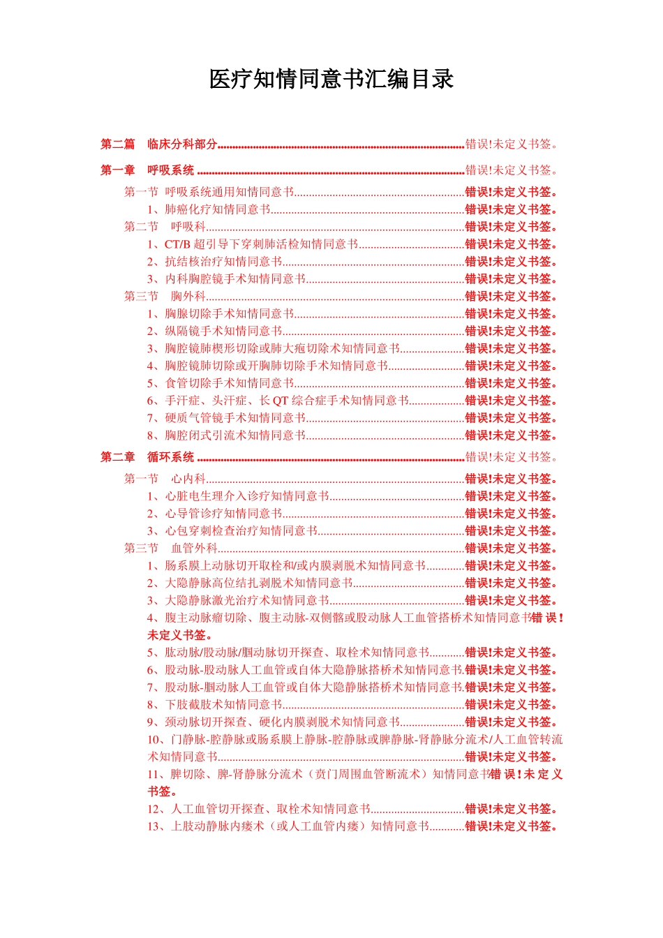 医疗知情同意书汇编目录_第1页