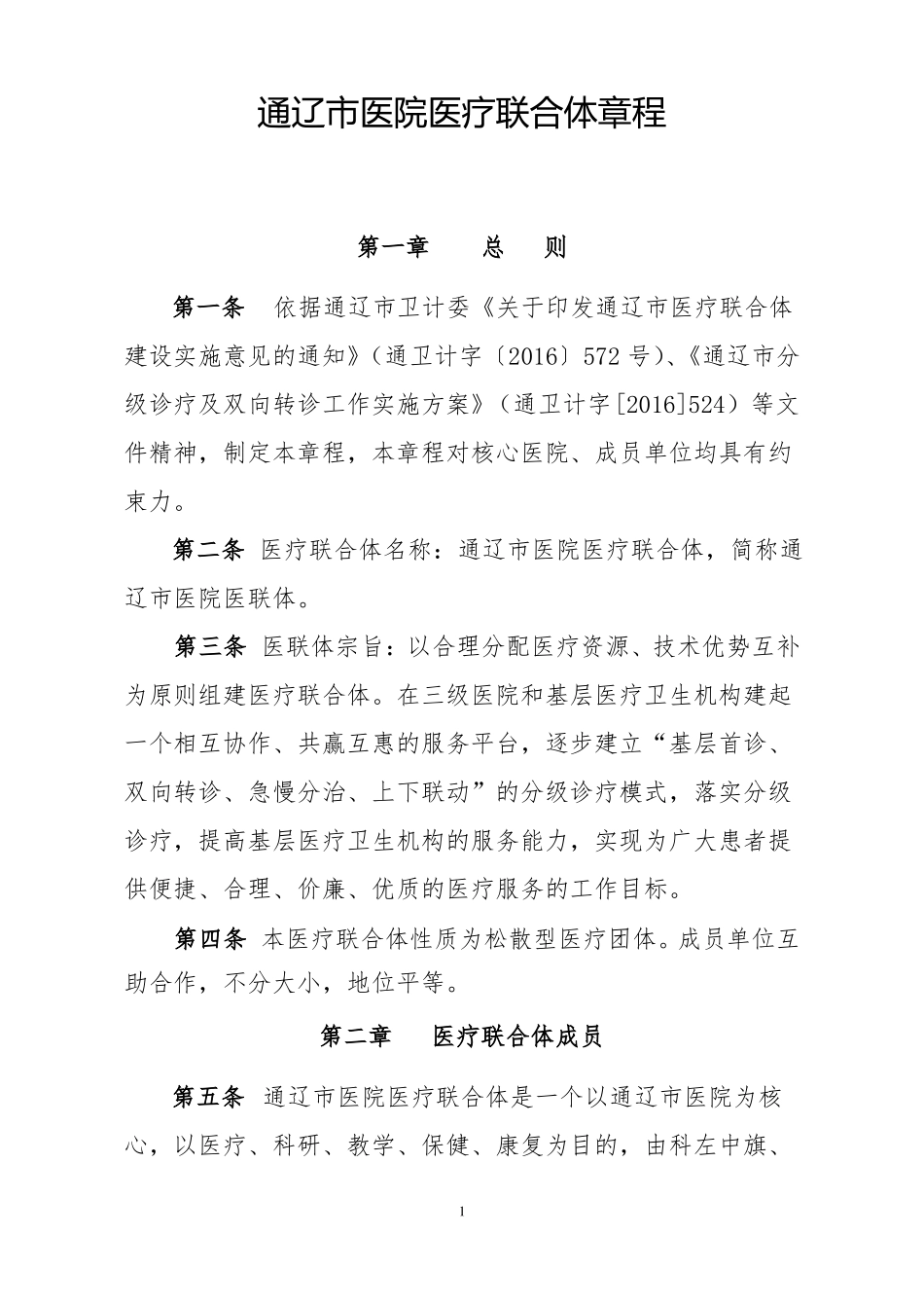 医疗联合体章程_第1页