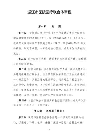 医疗联合体章程