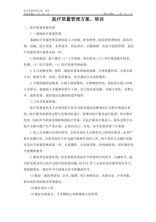 医疗质量管理方案、培训