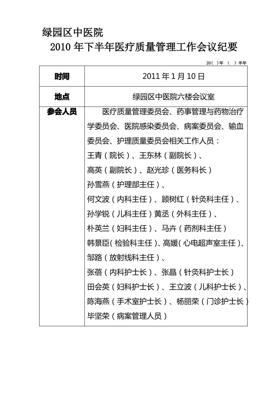 医院医疗质量会议记录_第1页