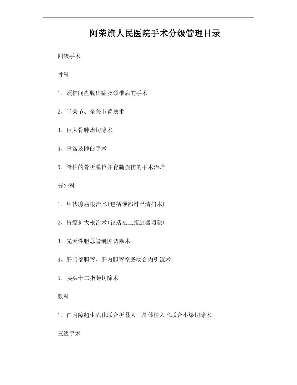 医院手术分级目录_第1页