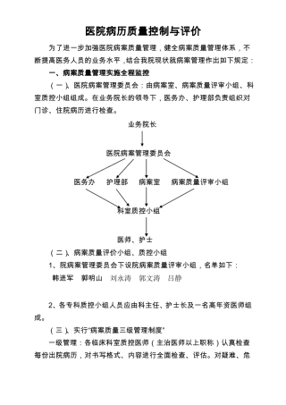 医院病历质量控制与评价