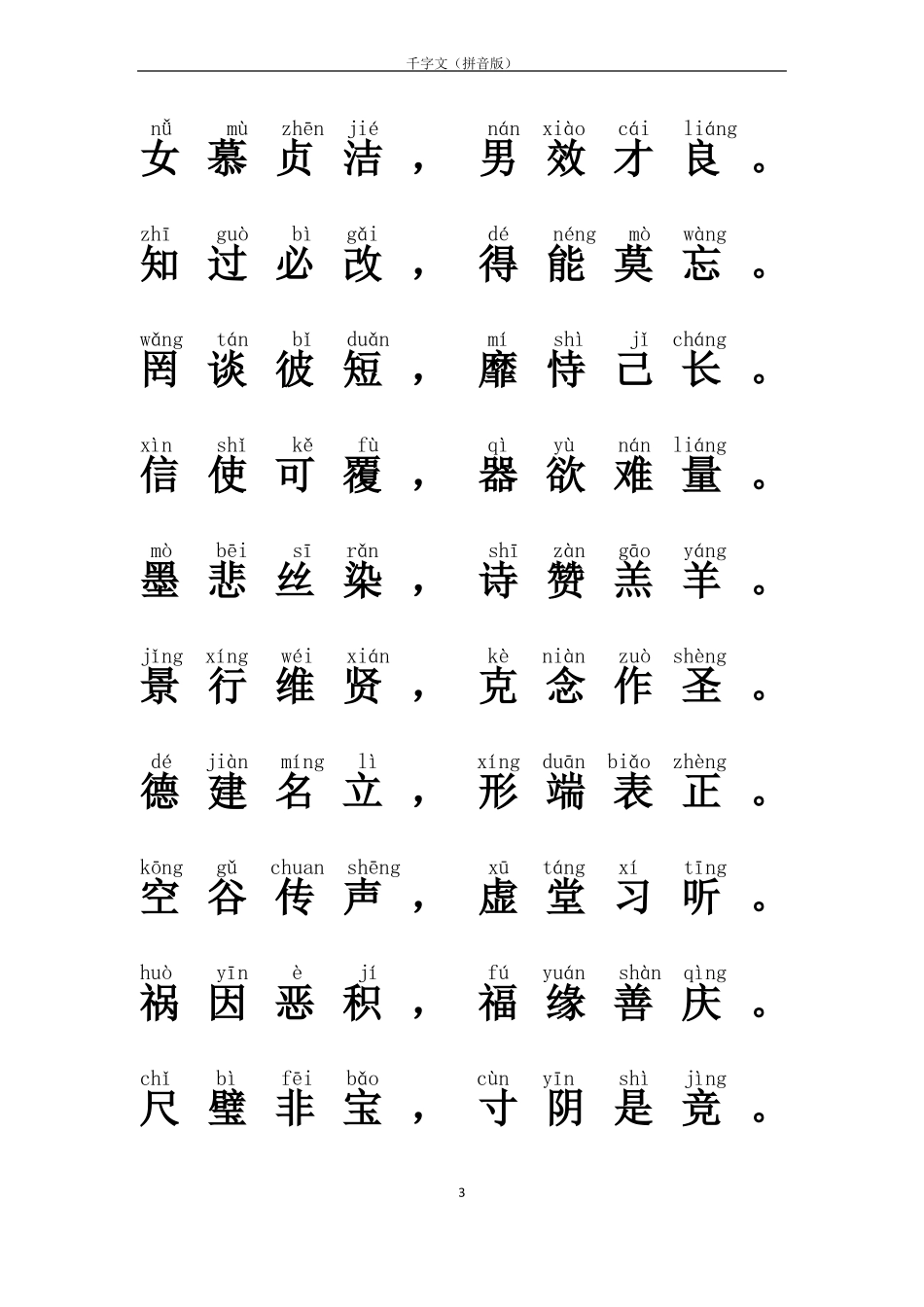 千字文全文拼音版_第3页