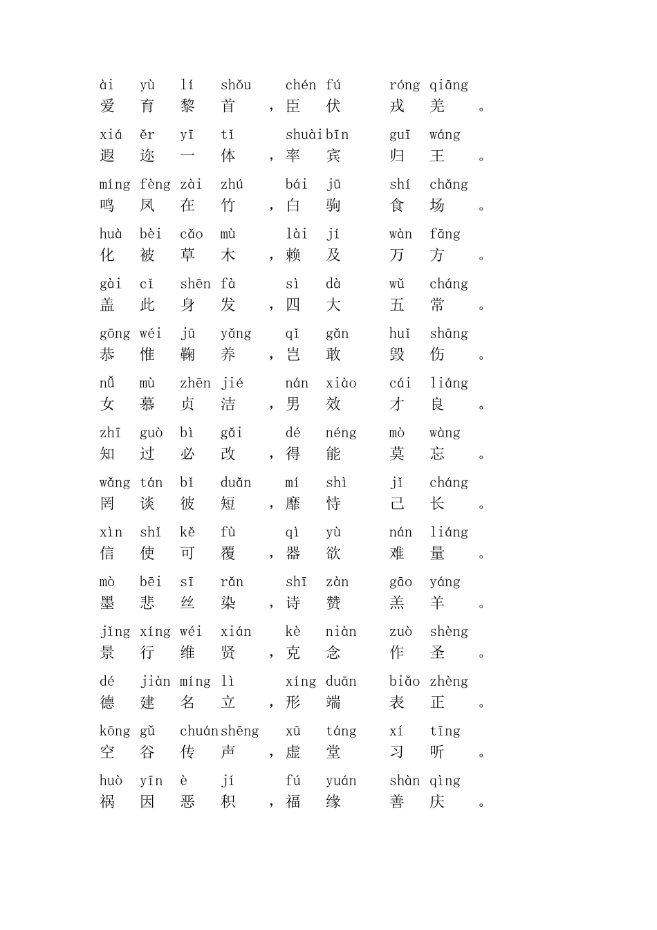 千字文带拼音直接打印版_第2页