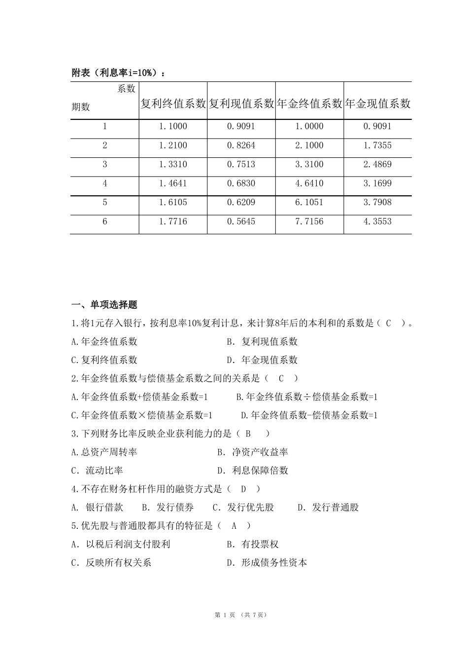 华南理工网络教育-财务管理-平时作业_第1页