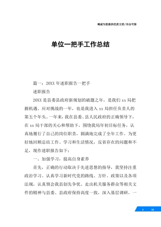 单位一把手工作总结