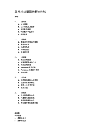 单反相机入门教程零基础