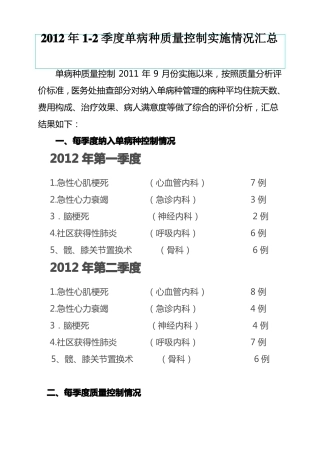 单病种质量控制总结