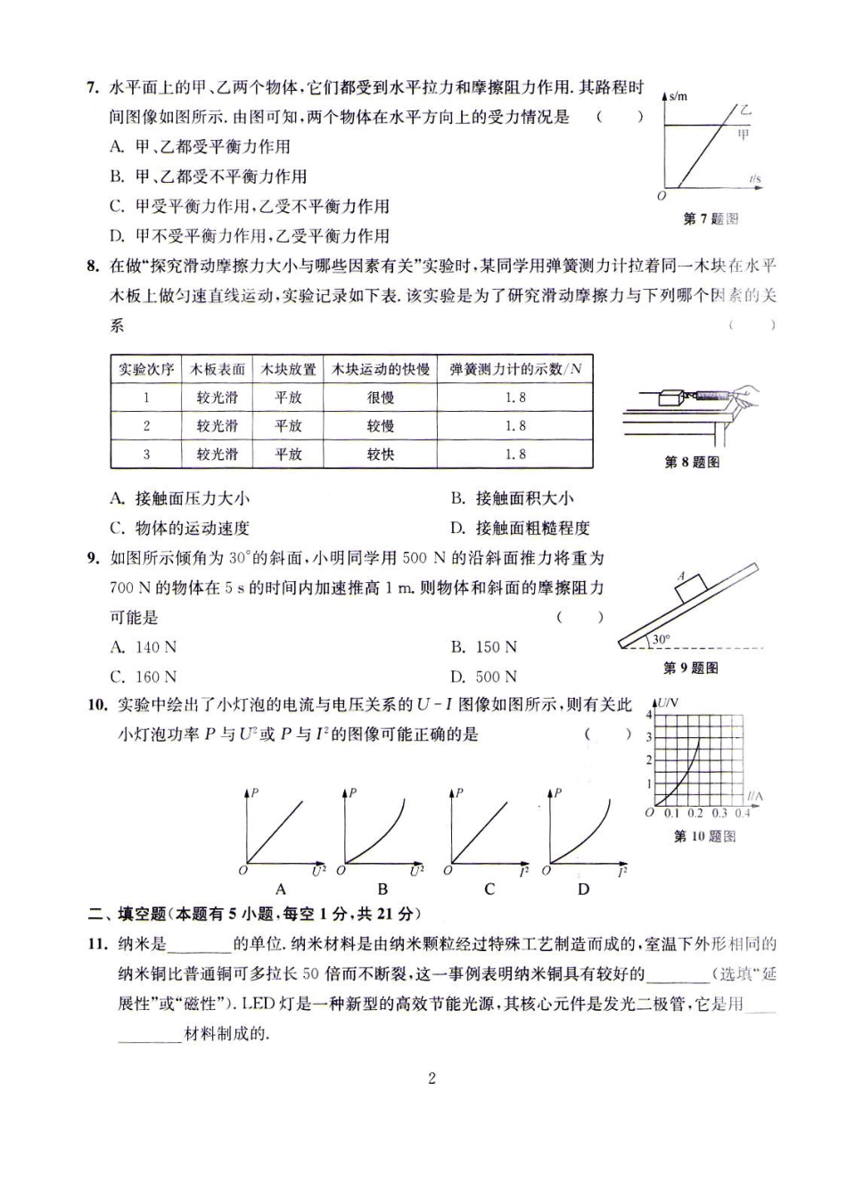南通2016中考物理全真模拟试卷一_第2页
