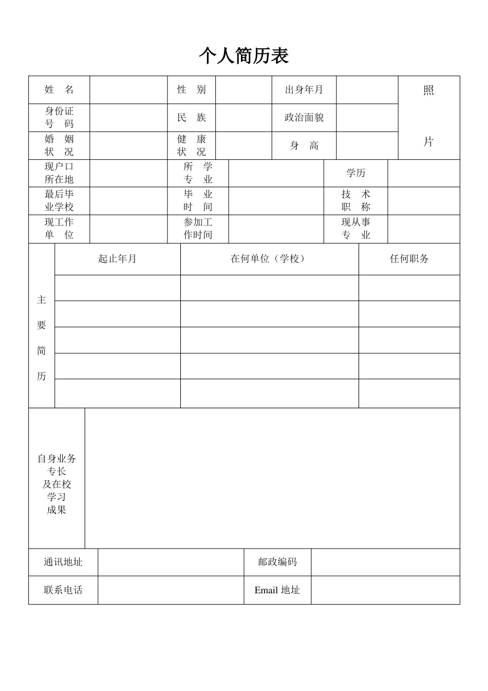 博士联系导师简历模板_第1页