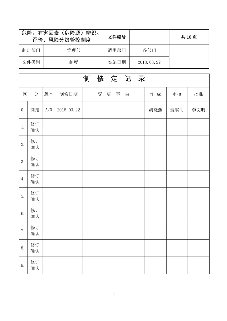 危险、有害因素危险源辨识、评价、风险分级管控制度_第1页