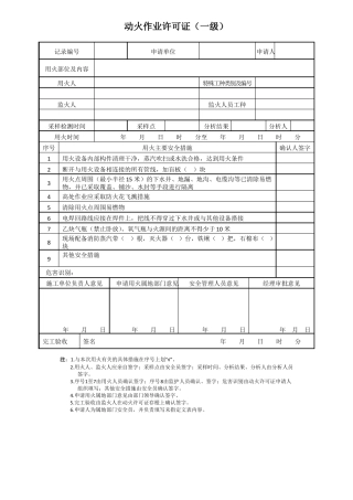 危险作业审批单