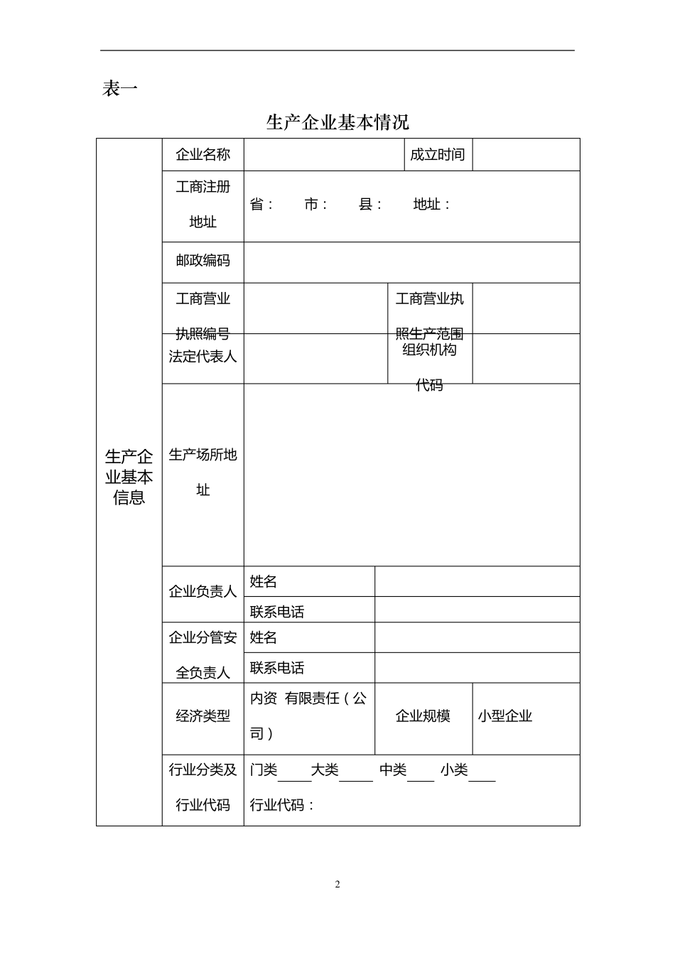 危险化学品生产企业登记表_第2页
