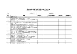 危险化学品装卸作业条件安全检查表