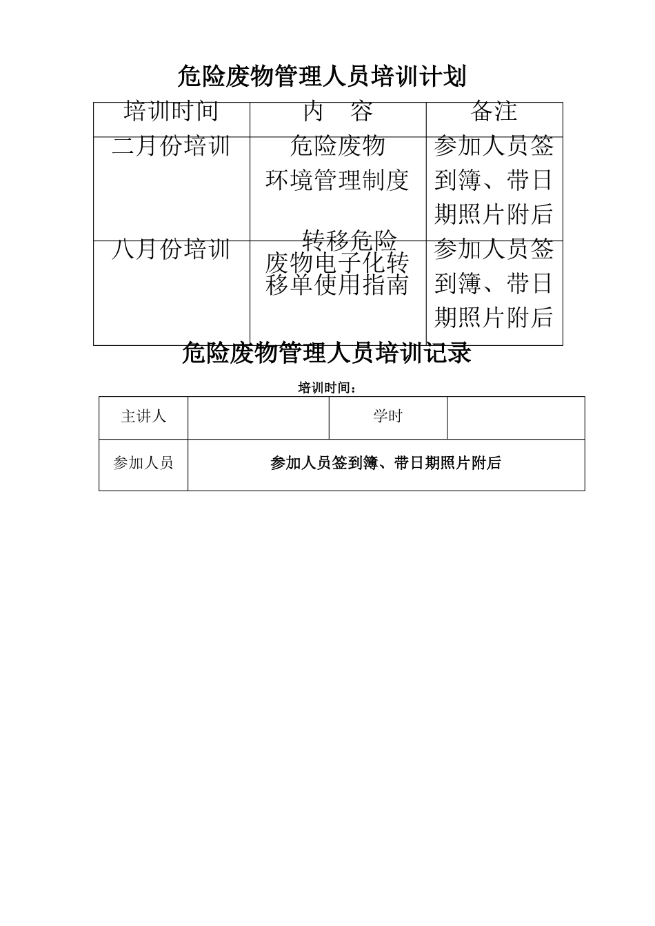危险废物培训计划及记录_第2页