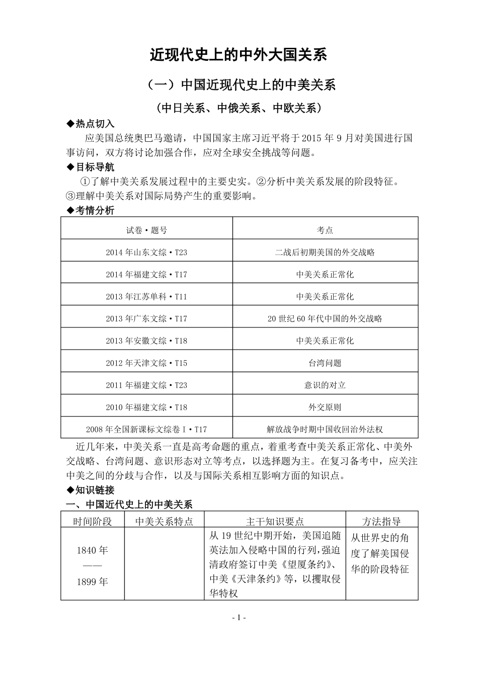 历史二轮复习中美关系_第1页