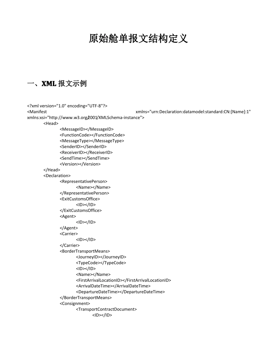 原始舱单报文结构定义_第1页